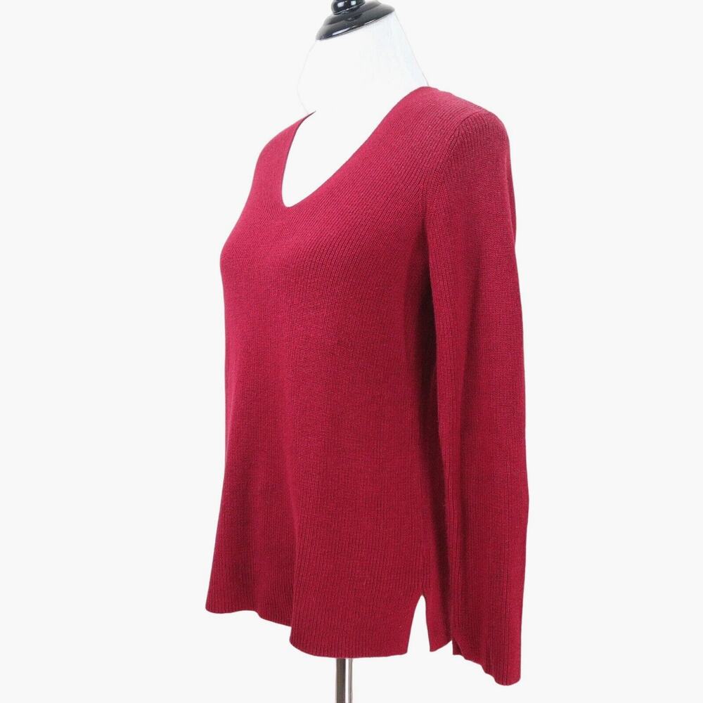 J Jill Size XS Rib Knit Sweater V Neck Pullover Cotton Blend Red